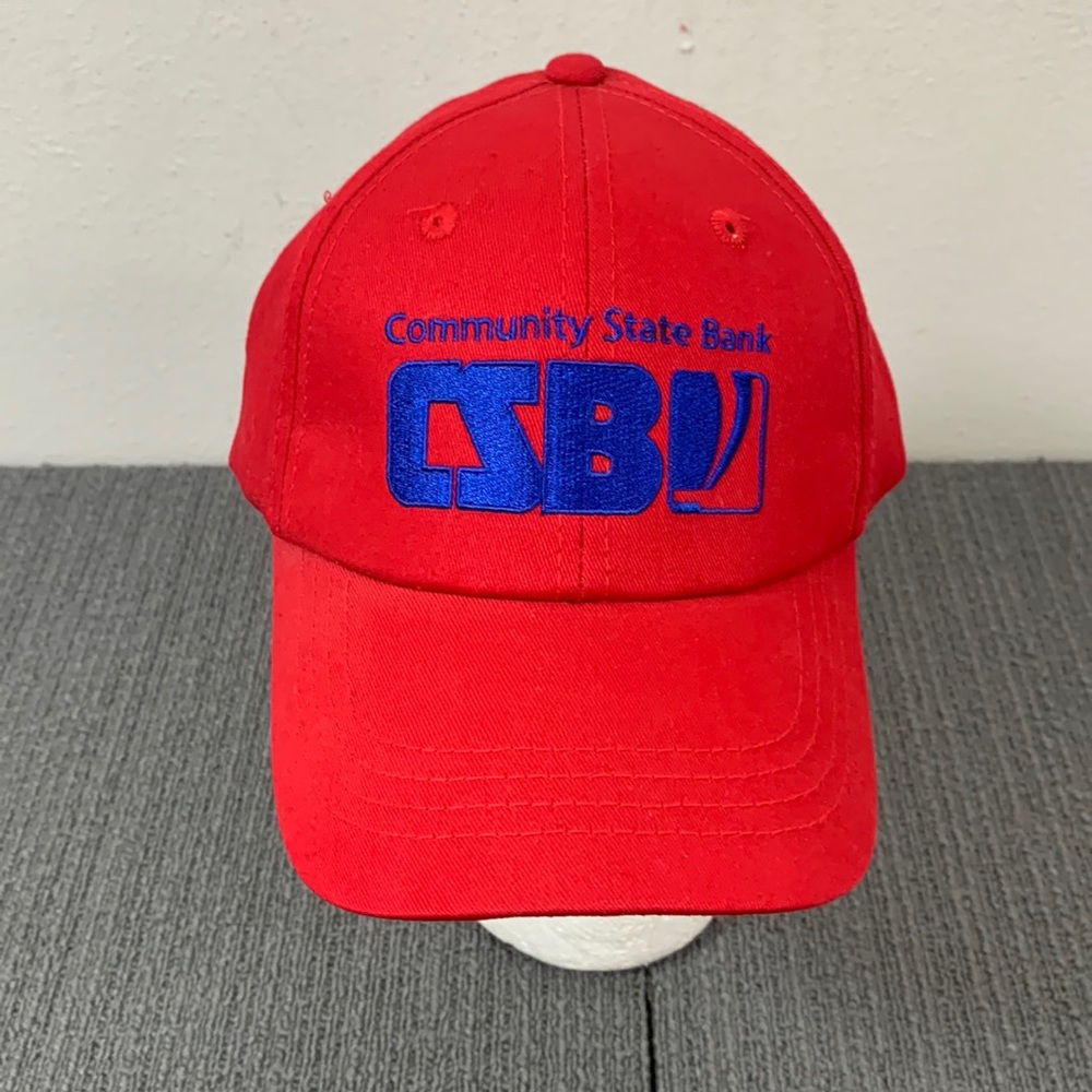 Community State Bank Baseball hat Mens Adjustable Red Blue Strapback Hat Vernon